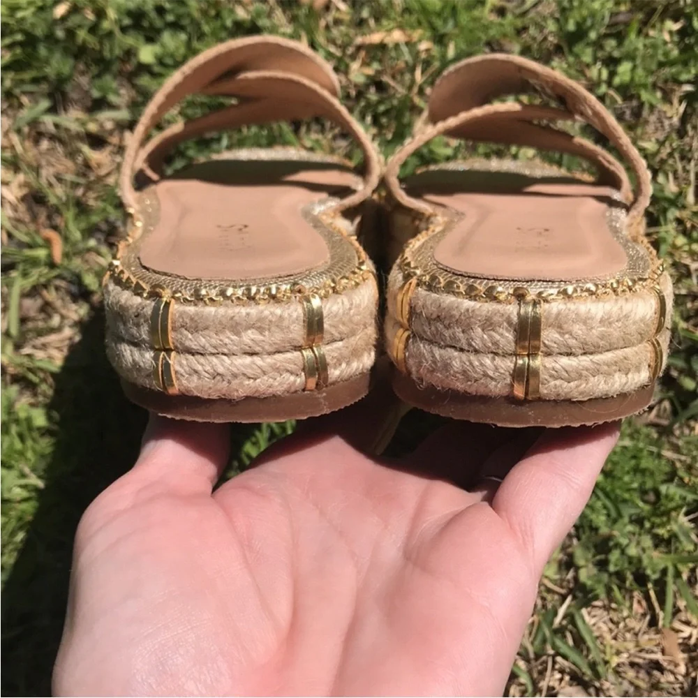 Anthropologie Kaanas Oia Infinity Flatform Espadrille Sandals in Gold Sz 7 - Picture 7 of 9